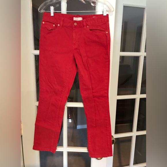Tory Burch Red Cropped Skinny Jeans‎ Size 28 - Picture 1 of 6
